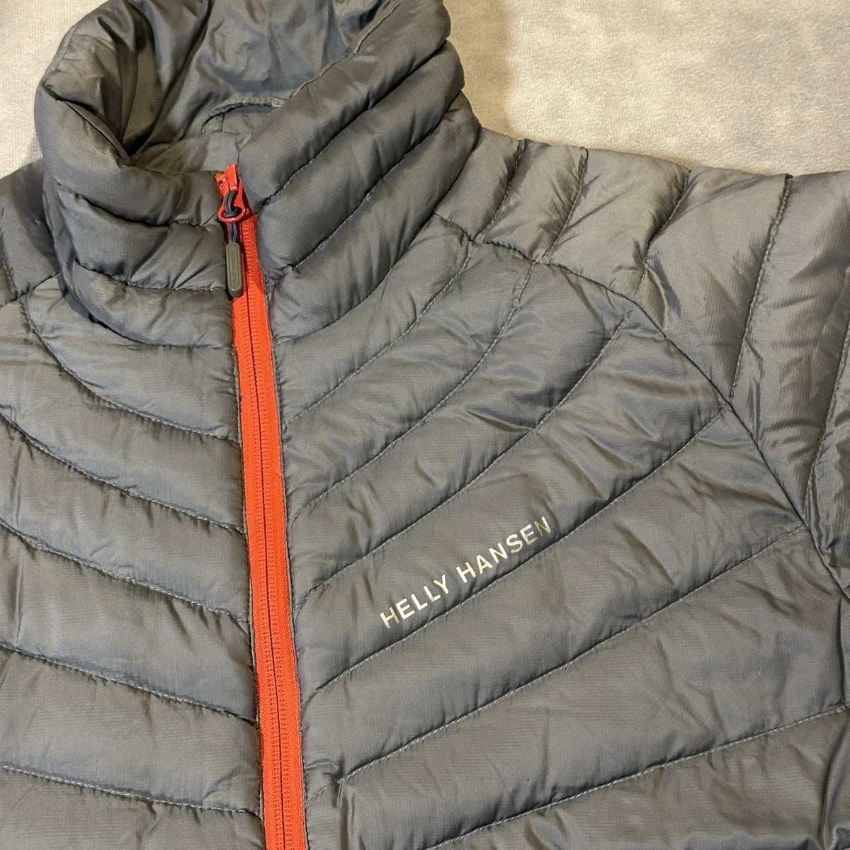 Helly Hansen Puffer Jacket Mens Medium Gray Goose Down Feather Mountain 700 Fill View 5