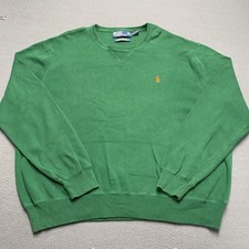 Polo By Ralph Lauren Sweater Mens 2XL Green Cotton Crewneck Pullover Knit Logo