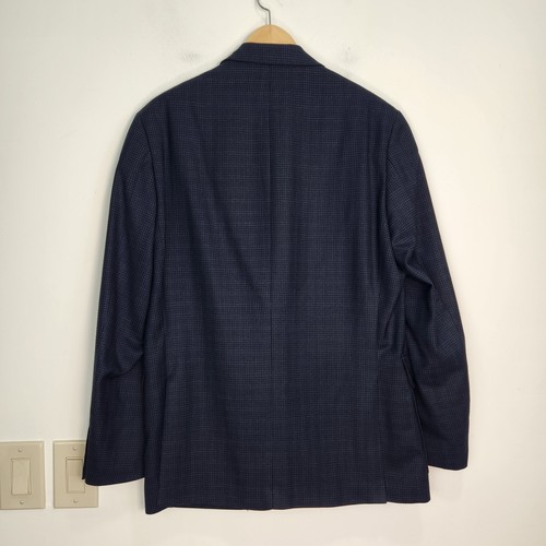 Johnston Murphy Bib Blazer Mens M Blue Check Preppy Academia 3 Button NO INSERT - Picture 2 of 9