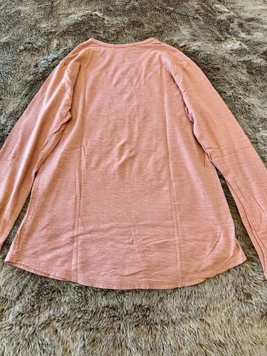 James Perse Crew Neck Slub Tee Long Sleeve Cotton Coral Sz 1 - Picture 5 of 9