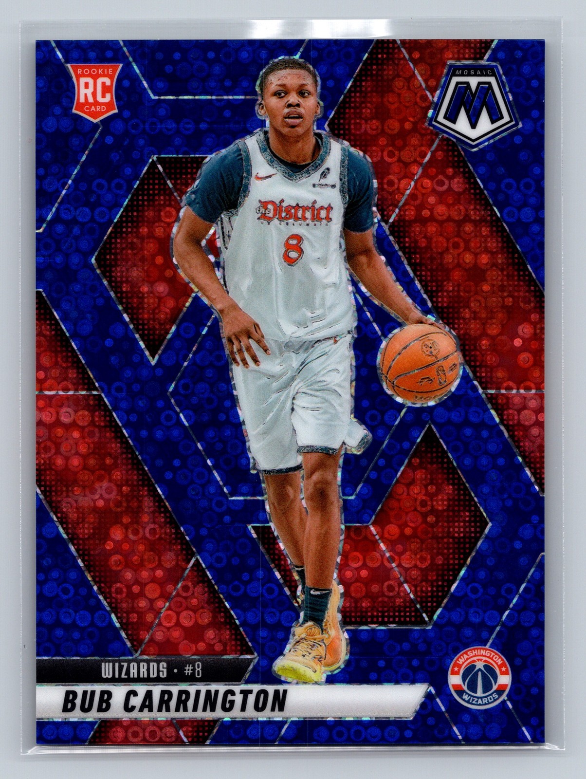 2024 Panini Mosaic #206 Bub Carrington Fast Break Blue Mosaic 8/85 JERSEY MATCH