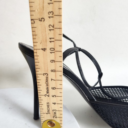 Y2K 90er Helen Marlen schwarz Ledersohle spitz zulaufend Mesh Stiletto Heels 37,5 6,5 - Bild 12 von 12