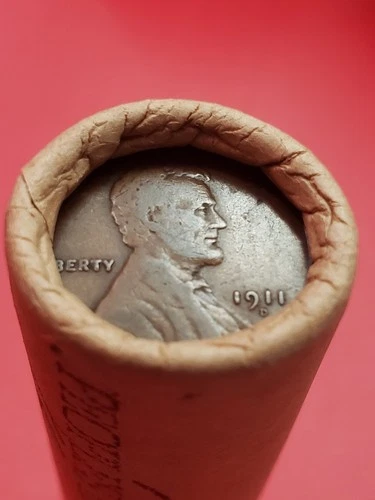 1911-D LINCOLN WHEAT CENT 1933-D LINCOLN WHEAT PENNY COIN ROLL ENDERS BANKROLLED