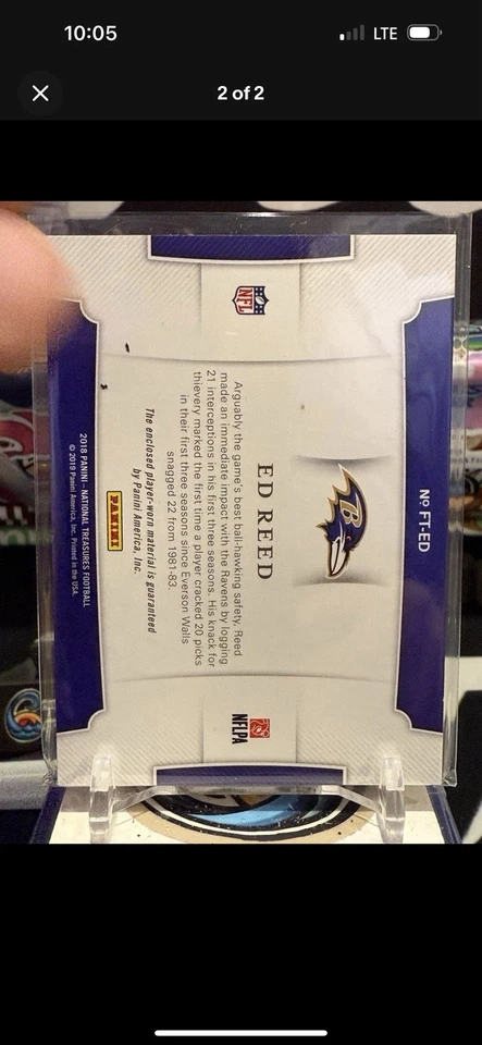 Parche tricolor Ed Reed numerado hasta 10 Foto 2 de 2