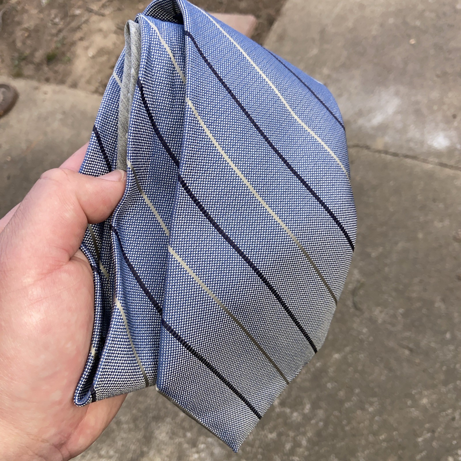 Tommy Hilfiger Mens Necktie Blue Gray Striped Classic Tie 57”x3.5” Melange Look thumbnail 15