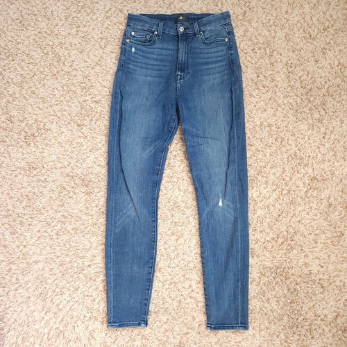 Pantalones de mezclilla ajustados de tiro alto 7 For All Mankind Aubrey para mujer 26 - Imagen 2 de 11