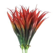 4Pcs Fake Grass Plants 17.3" Artificial Grass Outdoor Anti-UV Red and Green