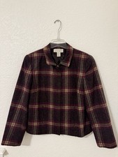 Vintage Norton McNaughton Women's 14 Wool Blend Plaid Jacket Blazer Zip Front
