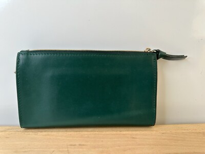 FRAME Les Second Forest Green Leather Crossbody Wallet Small 