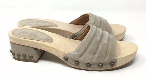 Sandalias para mujer Sigerson Morrison tacones tachonados de madera zuecos deslizantes 9,5 NUEVAS - Imagen 5 de 12