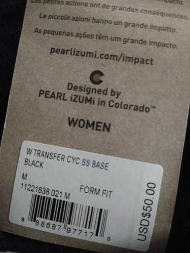 PEARL IZUMI W Transfer Cycling short sleeve Base Black Medium - Picture 2 of 2