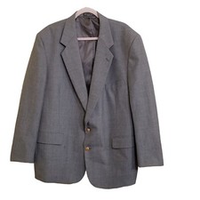 Vintage Bert Pulitzer Mens Sport Coat 50R Wool Blend Blazer Gold Buttons Gray