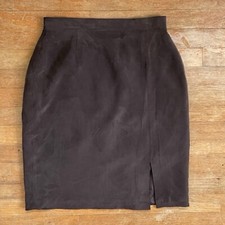 Vintage Brown Silk Skirt Size Medium 29" Waist 1990s Straight Cut