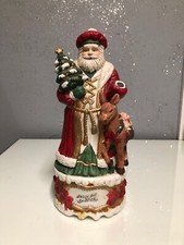 Jolly Old St. Nick Ceramic Rare Christmas Santa Musical Figurine W/Broken Hand