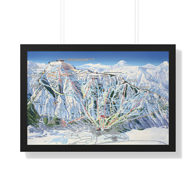 Jackson Hole WY Trail Map Framed Poster Wyoming Ski Resort 30x20