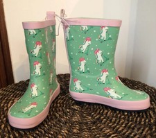 Sun Squad Toddler Girls Rain Boots Waterproof Unicorn Mint Green Pink Medium 7/8