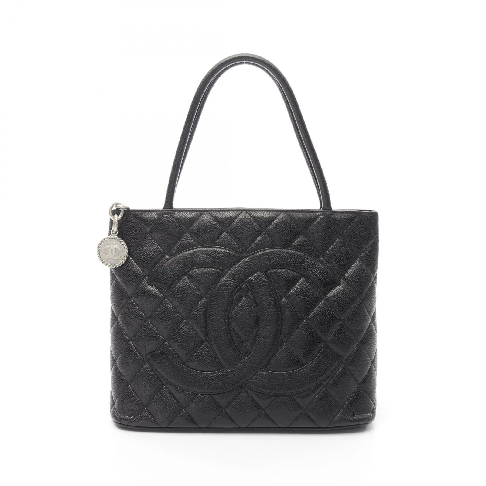 CHANEL Medaglione tote bag a mano A01804 pelle di vitello nera usata donna