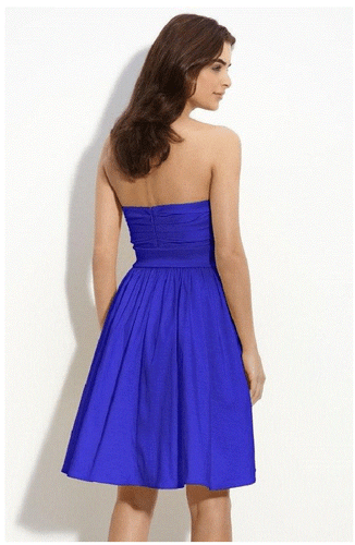 Calvin Klein Womens 4 Dress Blue Strapless Sweetheart Satiny Silky Belted Formal - Picture 4 of 5