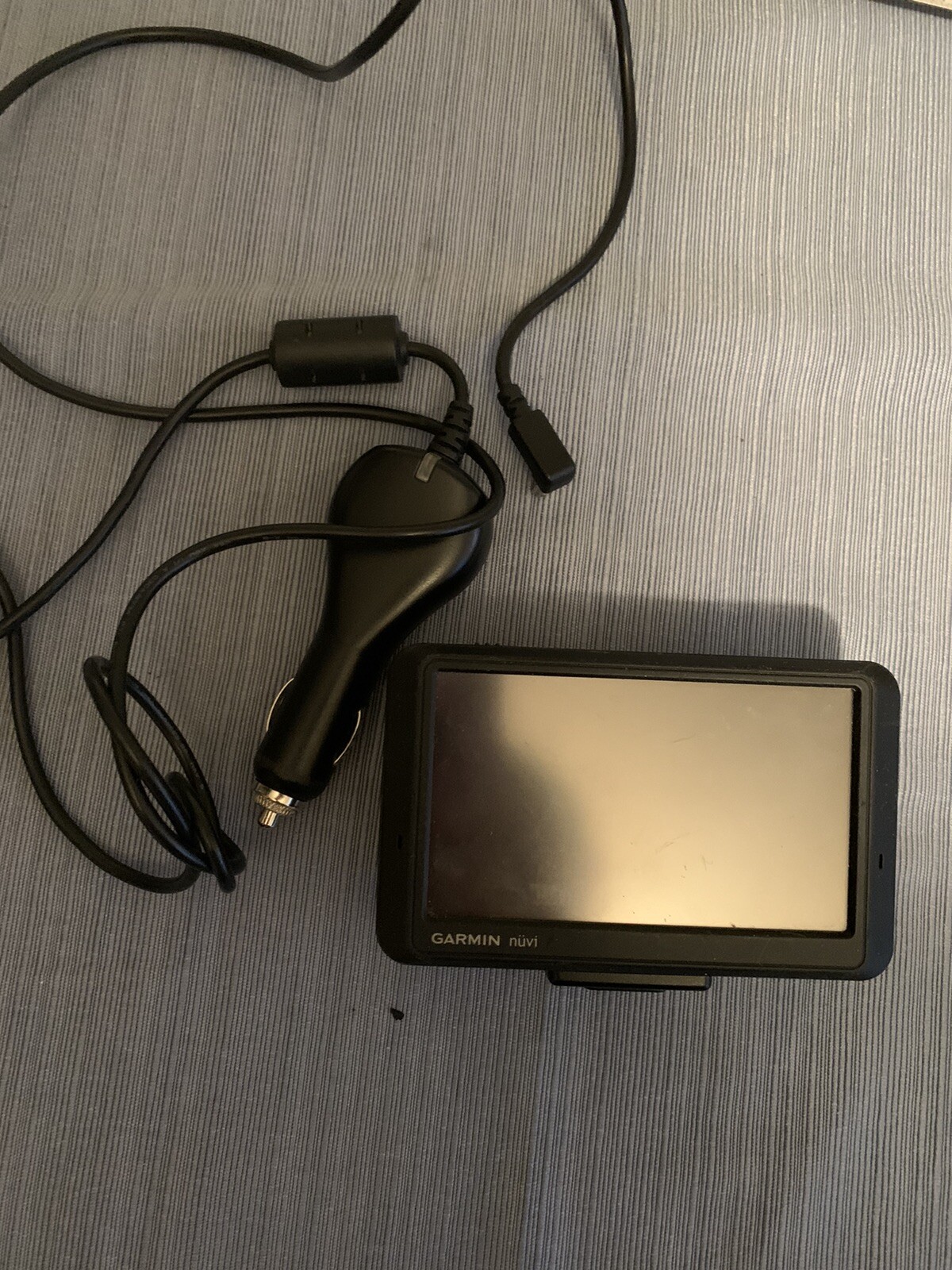 Garmin Nuvi 765 4.3-inch GPS with power cord and partial cradle parts-image