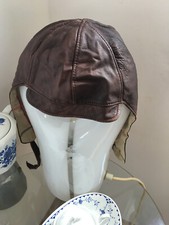 RAR!!! LUXUS : 1 Rinder Nappa Pilotenkappe  braun -- Cabrio Ledermütze VINTAGE