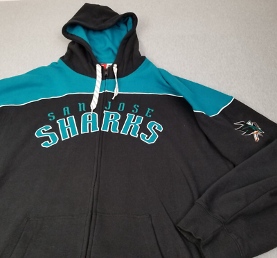⭐️⭐️⭐️ San Jose Sharks Hoodie Men's Extra Large Black Teal NHL Sweater