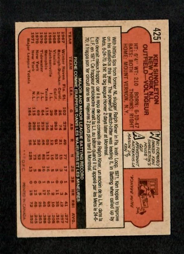 1972 OPC O-PEE-CHEE BASBALL YOU CHOSE FROM LIST 351-525 ** FLATE RATE S&H** - Image 2 of 2