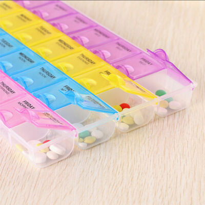 Pillendose 28 Steckplätze 7 Tage wöchentlich Tablette Pille Medizin Box Halter Aufbewahrung Organizer