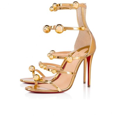 louboutin gold strappy heels