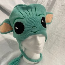 Star Wars Baby Yoda Grogu Unisex Beanie Hat Ears Braided One Size Fits Most