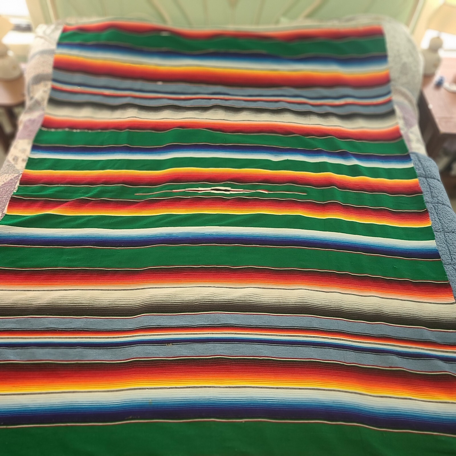 Vintage Mexican Serape Saltillo Blanket Woven Southwest Wool 90 X 64" w