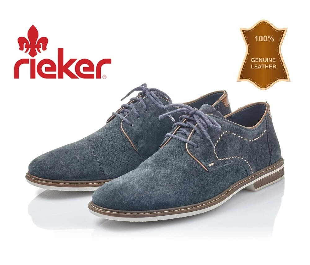 fordampning kimplante klinke Rieker New Mens WIDE FIT Blue Leather Lace Up Casual Shoes RRP £60 Sizes  6.5-11 | eBay