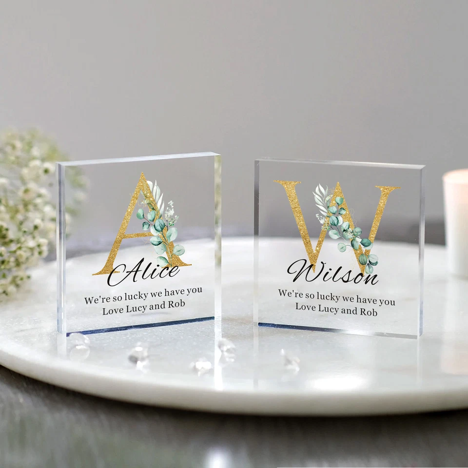 HOWSON LONDON Personalised Acrylic Block Any Name & Text Gift for Her Birthday Mother's Day