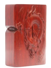 Natural Rosewood Carved Fly Dragon Lighter Box For Zippo Insert Kit(Case Only)