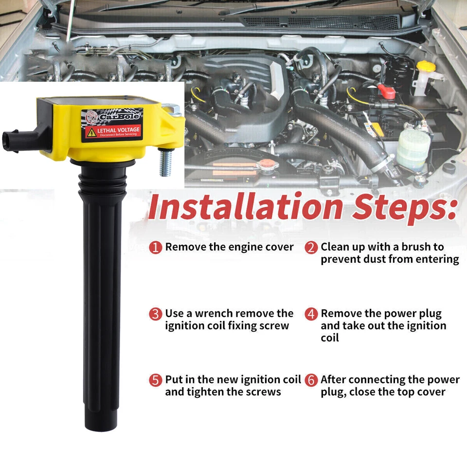 Paquete de 6 piezas de bobina de encendido de rendimiento para Chrysler Dodge Jeep Ram 3.2/3.6 V6 UF648 Foto 2 de 4