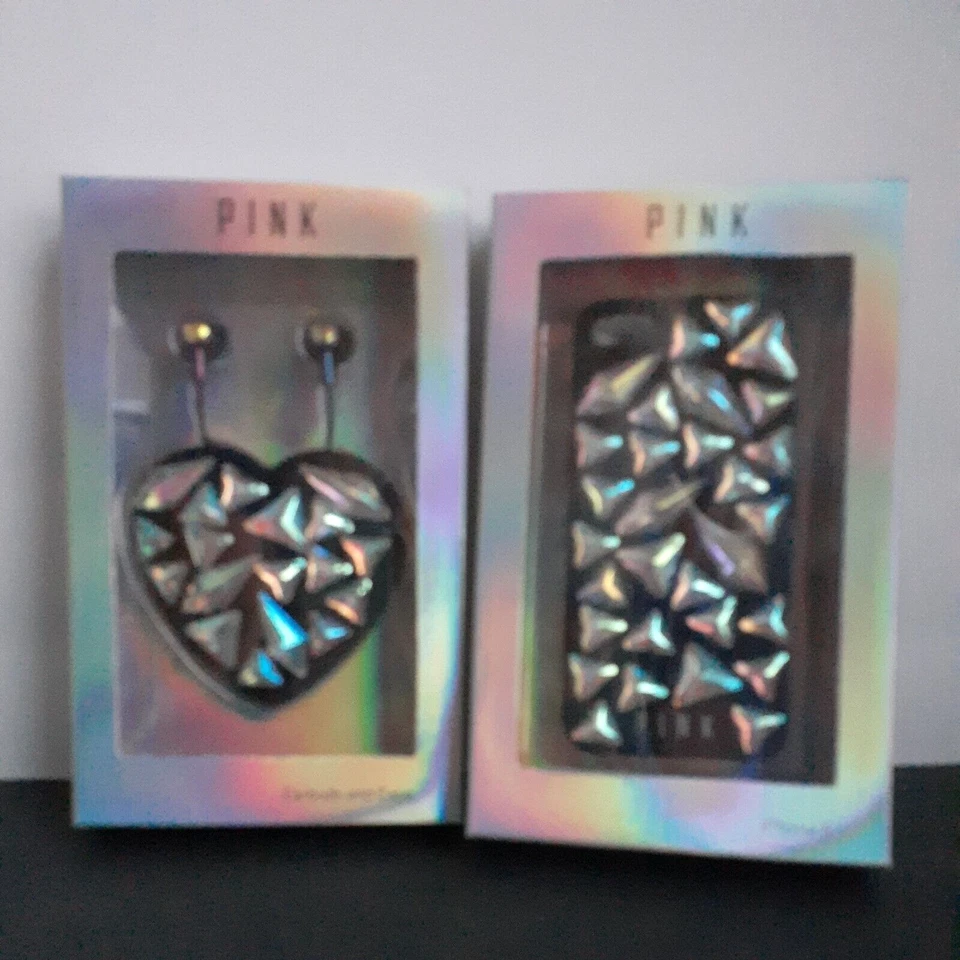 Victoria's Secret Pink Earbuds w/ Case & Case for Iphone 5 / 5S Gems Brand NEW - Image 2 of 4
