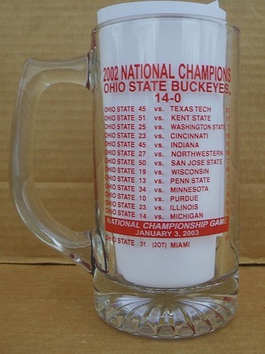 Ohio State University Buckeyes 2002 NCAA football champs glass mug stein - Picture 2 of 2