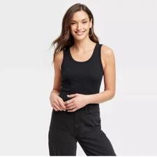 Womens Slim Fit Ribbed Scoop Neck Tank Universal Thread Black