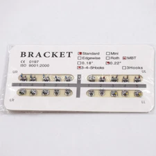 Dental Ortho Brackets Braces Metal Standard MBT 0.22''Slot 345 Hooks 1 Set/20Pcs