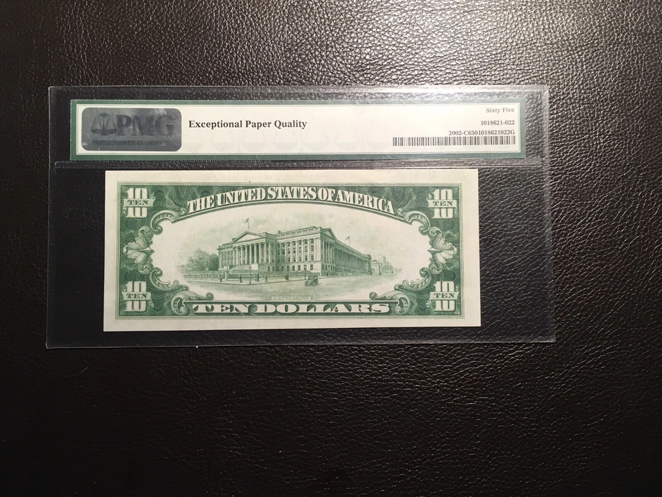 10.00 1928-B Federal R.Note Fr2002-C Light Green Seal!!! PMG 65 Gem UNC.EPQ - Image 2 of 2