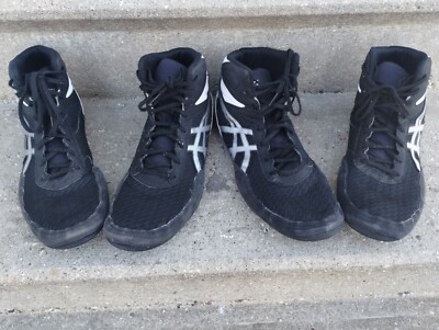 ASICS Matflex 6 Wrestling Shoes 2x BLACK & WHITE W/SILVER  Mens Size 11 AND 11.5