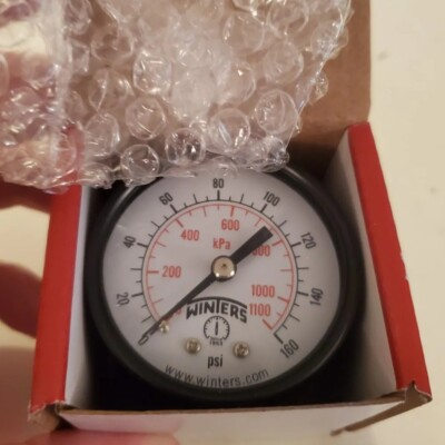 #ad Winters Pressure Gauge 160 PSIG 2quot; Face Steel Case 1 4 NPT BCK Brass PEM1409 NEW $9.00