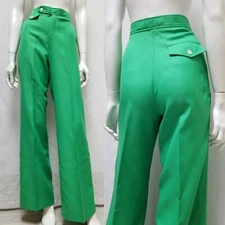 NOS Vintage 1970's Green Polyester Twill Pants - Waist 28 inches