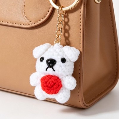Small Dog Keychain Pendant Charm Accessory for Bag Styling and Zipper Pull Use