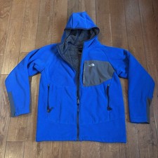 Boys The North Face Full Zip Sherpa Fleece Hoodie Coat Blue Gray XL 18-20 