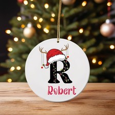 Custom Letter Name Ornament, Family Christmas Valentine Day 2D Ceramic Ornament