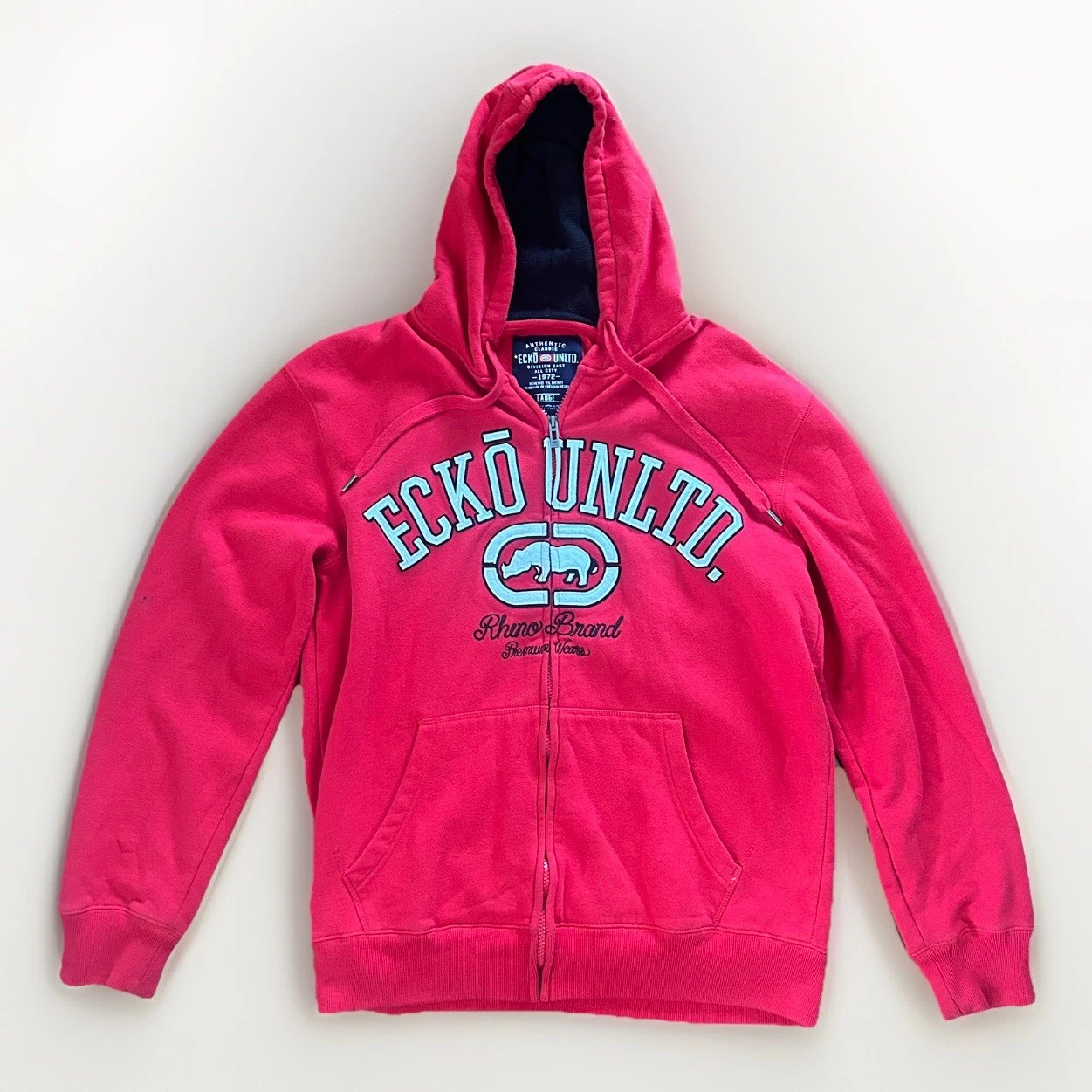 Vintage Ecko Unltd Hoodie Mens Large Red Full Zip Rhino Logo Embroidered 2000s