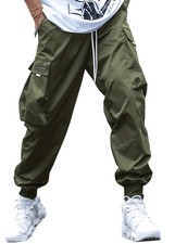 Men's Y2K Baggy Cargo Pants Streetwear Multi Pocket Loose Parachute Trousers