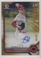 2022 Bowman Draft Chrome Pick Gold Wave Refractor 50/50 Bryce Hubbart Auto 0xh3