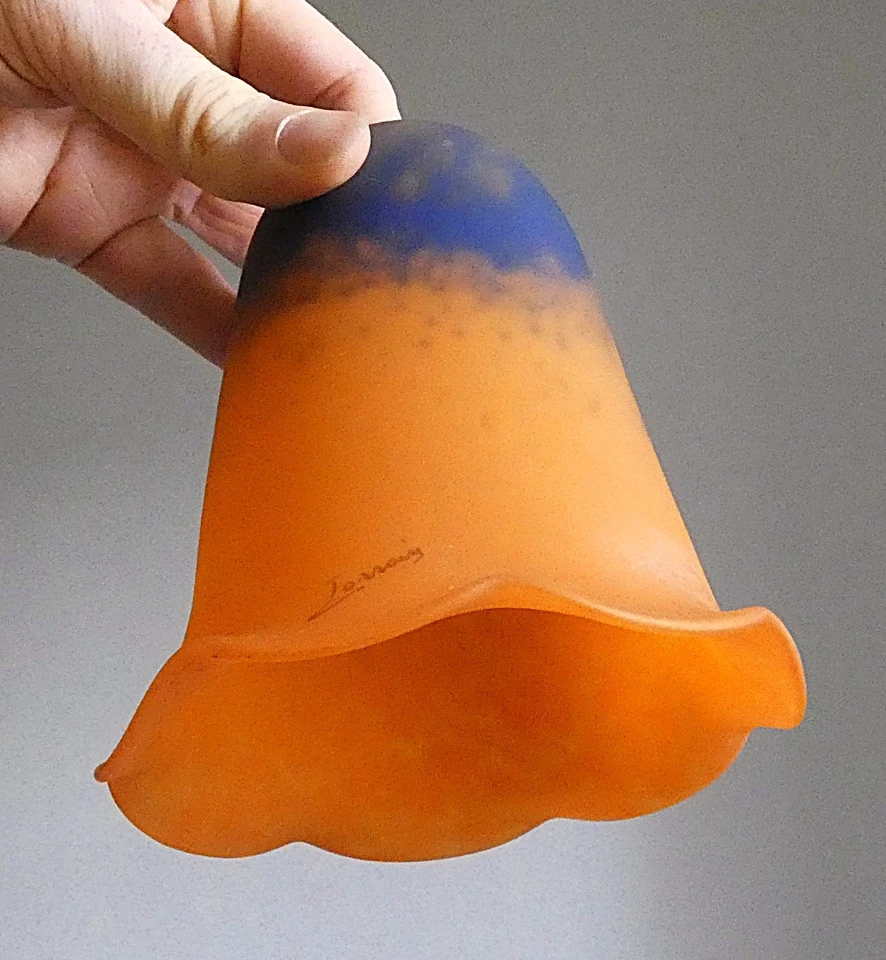 Tulipe pâte de verre signée Lorrain usine Daum Belle étoile Era Muller - Photo 3/4