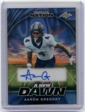 2025 Leaf Football Nation - A New Dawn Auto Prismatic Blue Aaron Gregory 4/7